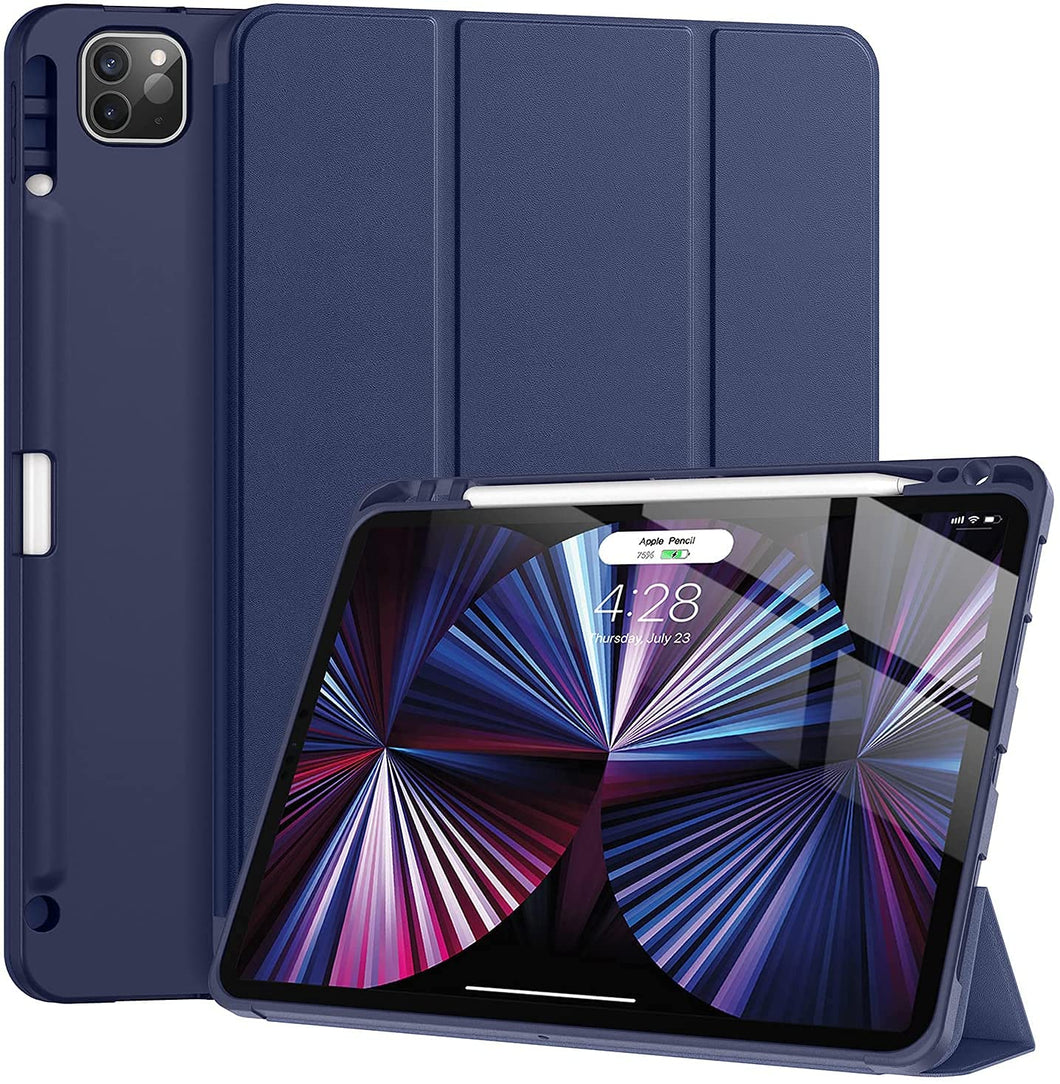 ProElite Smart Case for iPad Pro 11 inch 2022/2021 4th/3rd Gen [Auto Sleep/Wake Cover] [Pencil Holder] [Soft Flexible Case] Recoil Series - Dark Blue