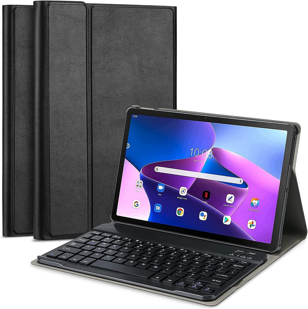 ProElite Detachable Wireless Bluetooth Keyboard flip case Cover for Lenovo Tab M10 FHD Plus 3rd Gen 10.6 inch. Tablet (Will Not Fit M10 5G Model ), Black