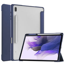 Load image into Gallery viewer, ProElite Smart Flip Case Cover for Samsung Galaxy Tab S8 Plus/S7 Plus/S7 FE 12.4 Inch SM-T970/T975/T976/T735/X800/X806 with S Pen Holder, Dark Blue [Transparent Back]
