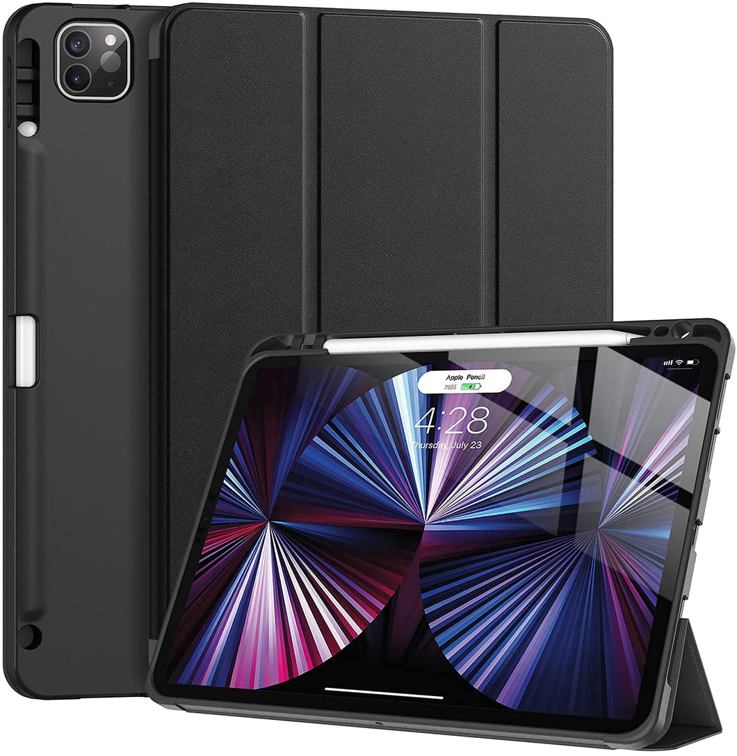 ProElite Smart Case for iPad Pro 11 inch 2022/2021 4th/3rd Gen [Auto Sleep/Wake Cover] [Pencil Holder] [Soft Flexible Case] Recoil Series - Black